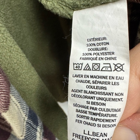 LL Bean Size XL Fleece Lined Hooded Shirt Jacket Shacket Plaid Flannel Pockets - Picture 9 of 9